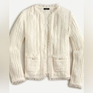 J. Crew Sweater-jacket with fringe Cream Women's Sweater
